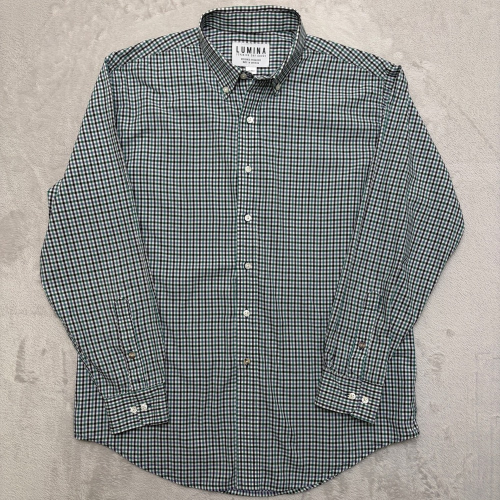 Lumina Superior Dry Goods Raleigh NC Gingham Button-Down Shirt L made in USA